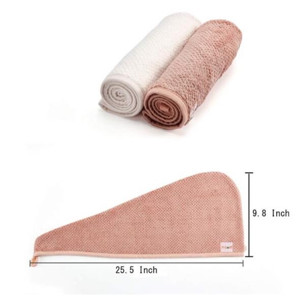 2 Pack Microfiber Hair Towel Wrap,Hair Drying Towel with Button, Towel - Picture 7 of 8